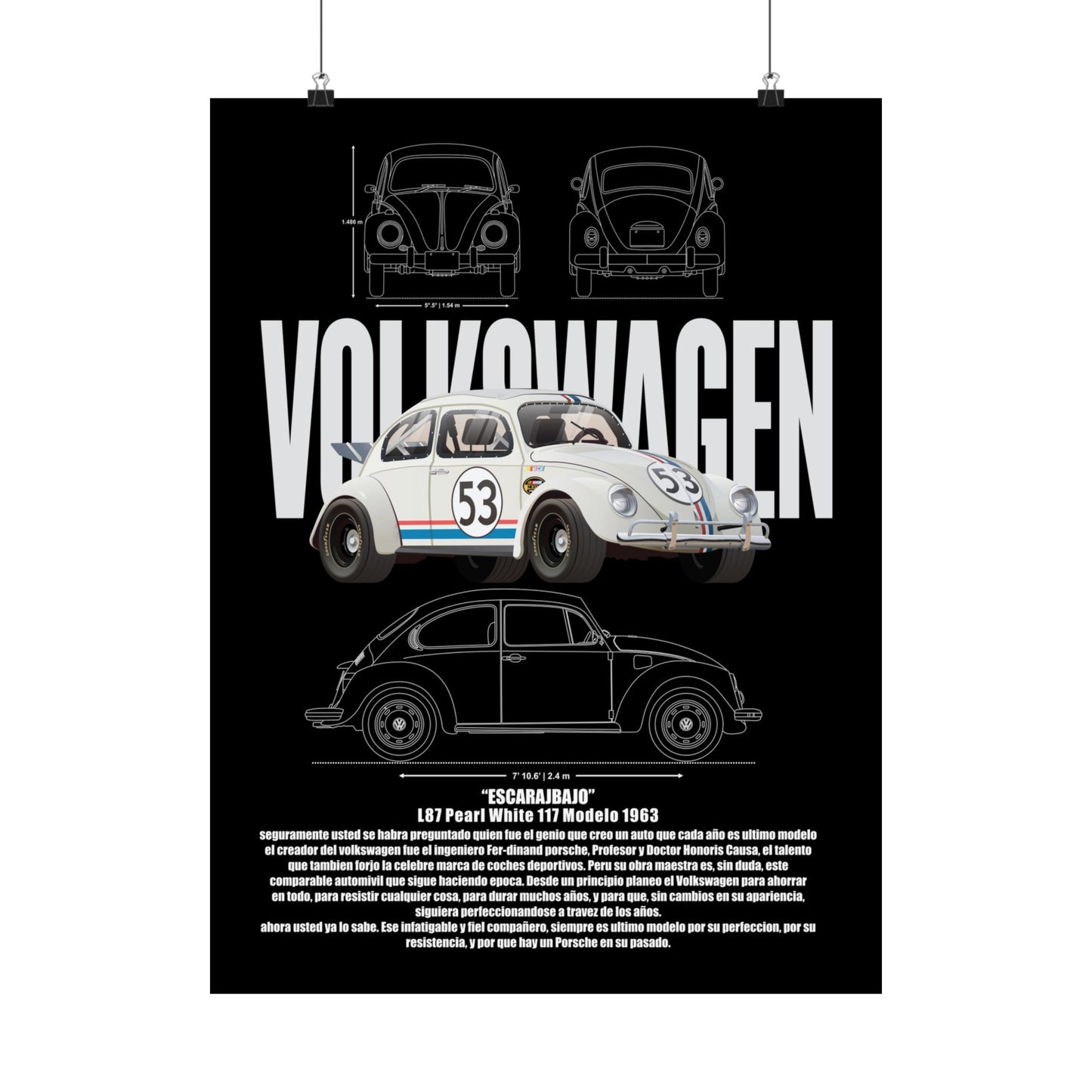 Classic Volkswagen Matte Vertical Poster - Retro Car Wall Art - CreativeRino