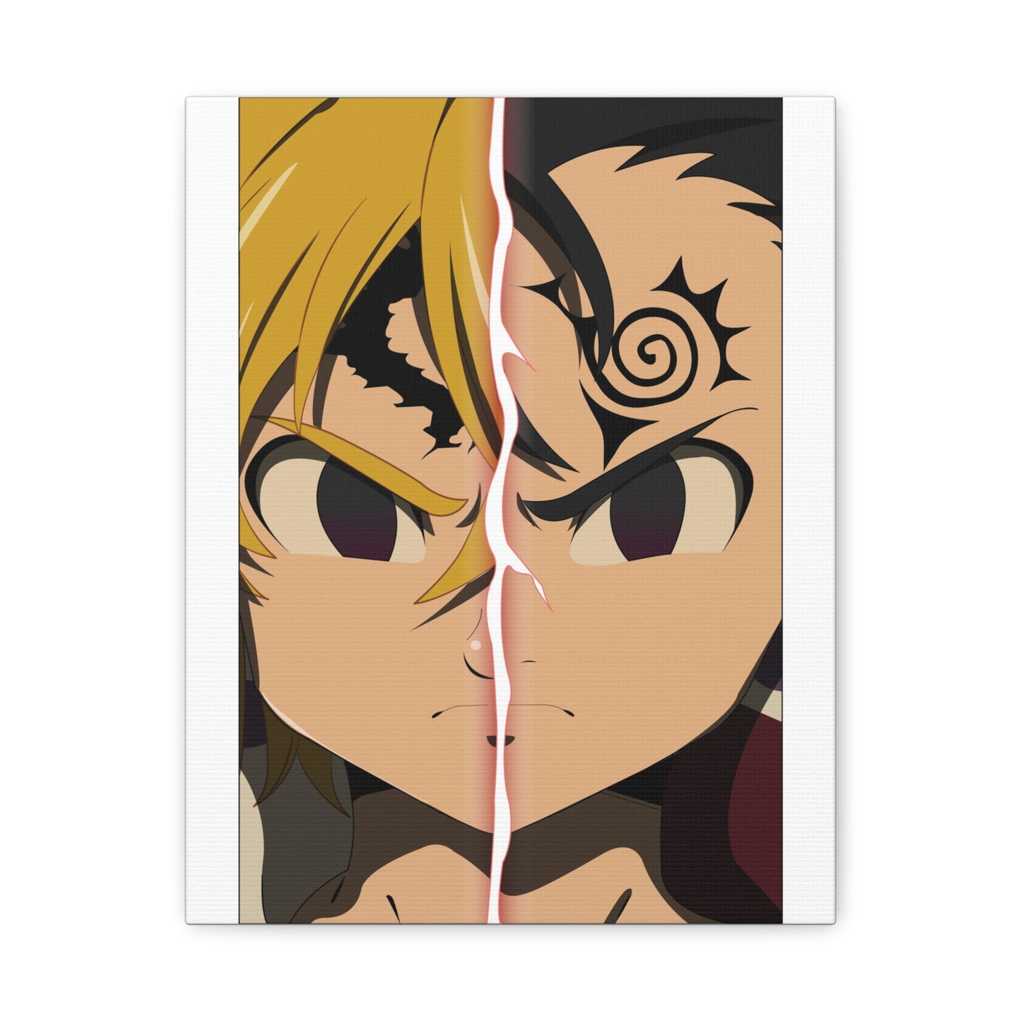 Anime Character Canvas Wall Art - Hero vs Villain Design - CreativeRino