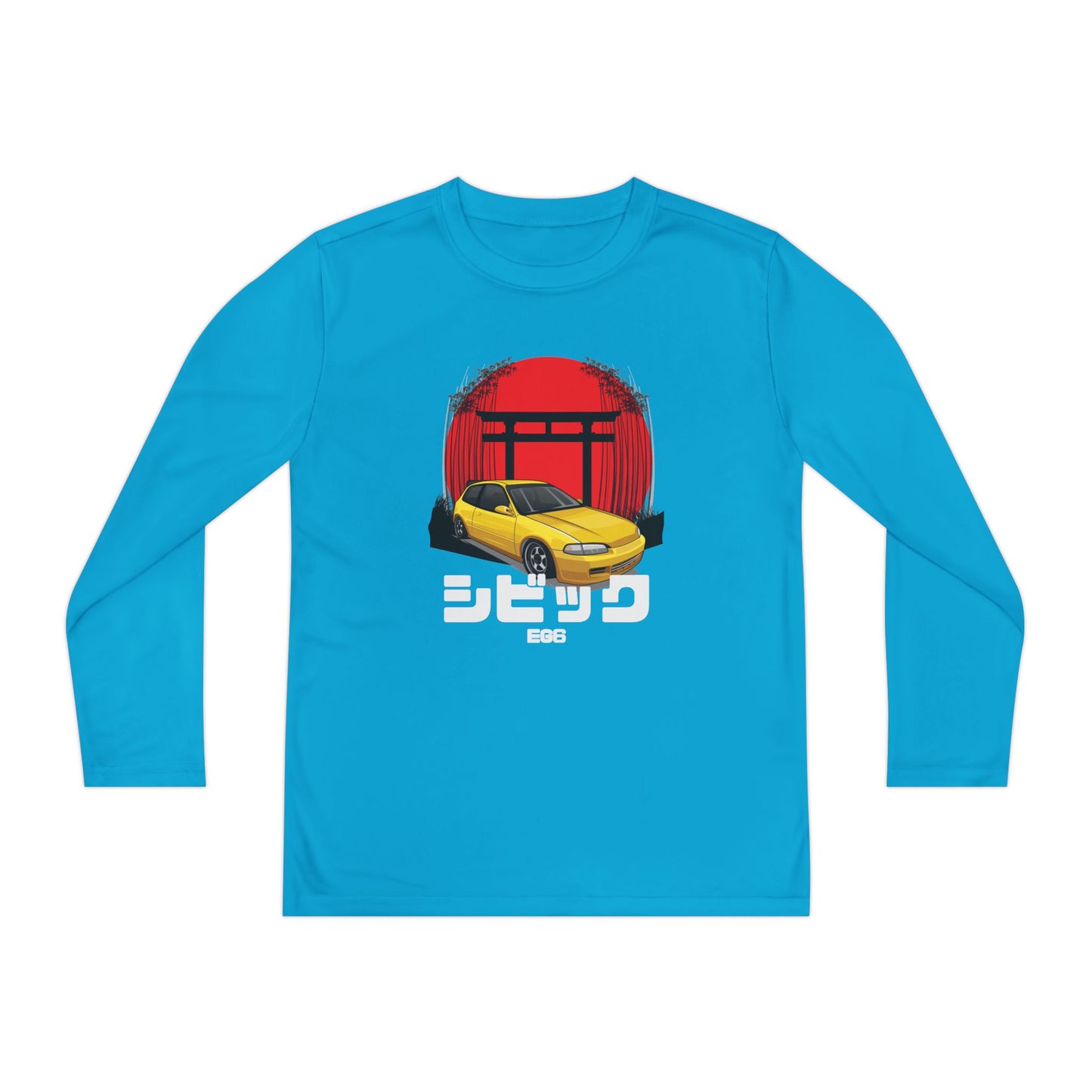 Civic Estilo Youth Long Sleeve Car Graphic Tee - Stylish & Sporty T-shirt Design - CreativeRino