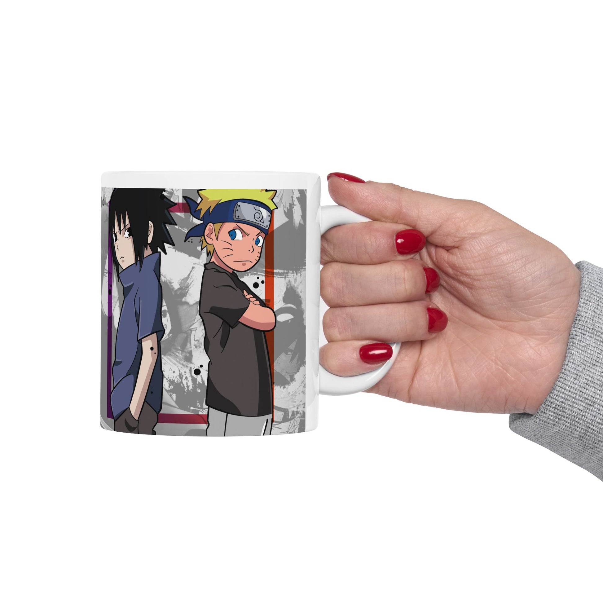 Anime-Inspired Ceramic Mug - Naruto & Sasuke Design - CreativeRino