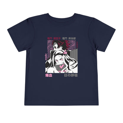 Cool Anime Graphic Toddler Tee - Stylish Short Sleeve Demon Slayer T-shirt for Kids - CreativeRino