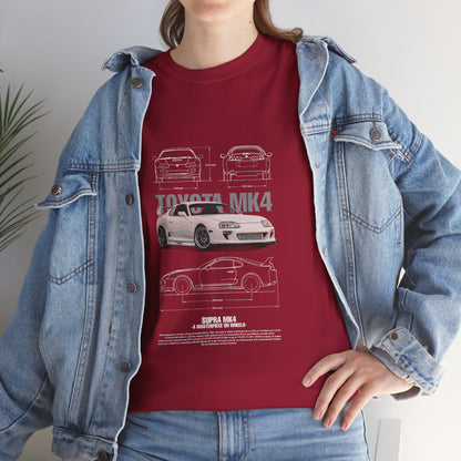 Toyota MK4 Supra Unisex Heavy Cotton Tee - Car Enthusiast Graphic T-shirt - CreativeRino