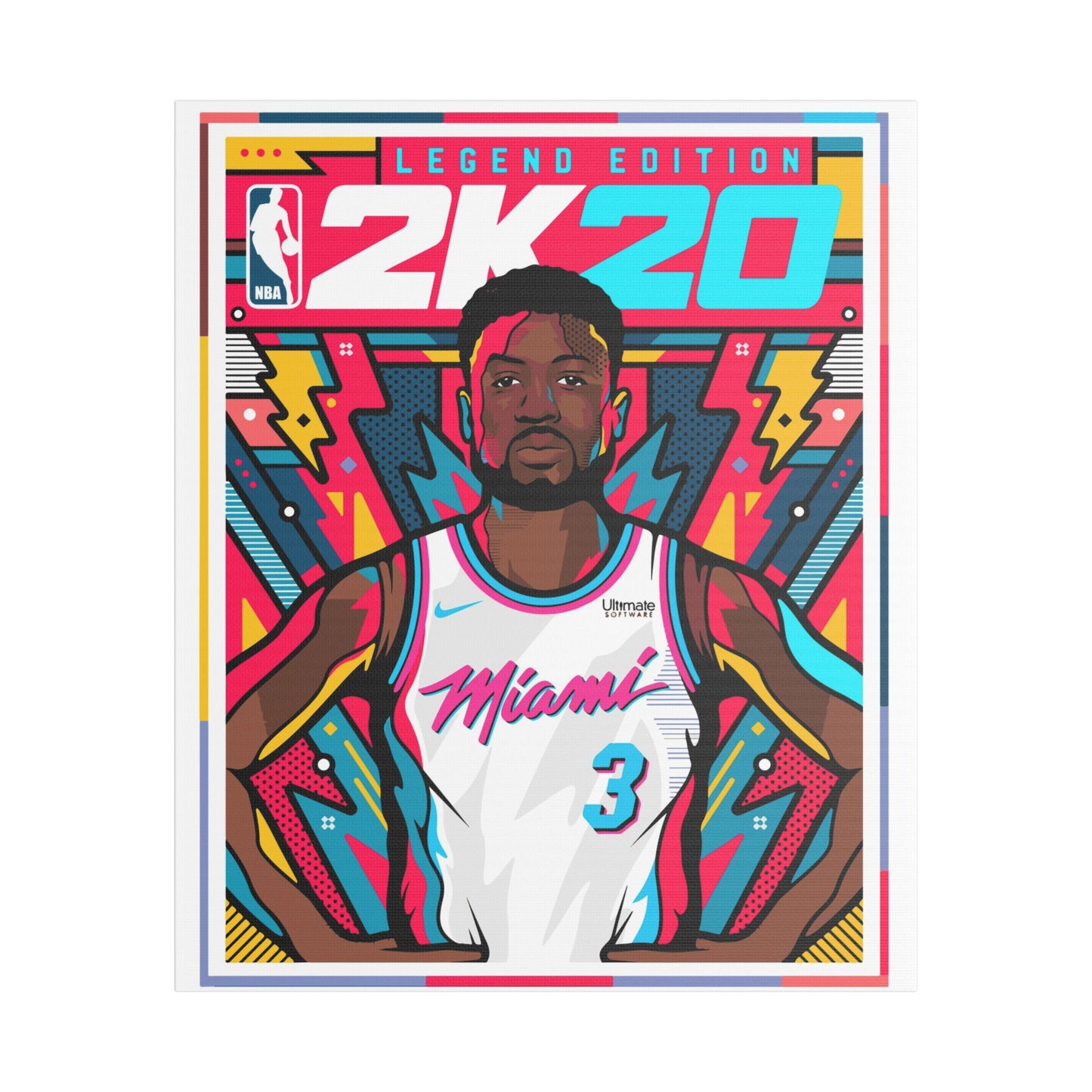 Dwyane Wade NBA 2K20 Legend Edition Satin Canvas Wall Art - CreativeRino