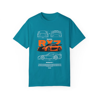 Mazda RX-7 Unisex Garment-Dyed T-Shirt | Car Enthusiast Apparel - CreativeRino