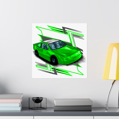 Vibrant Racing Car Matte Square Poster - Perfect for Car Enthusiasts and Gamers - CreativeRino