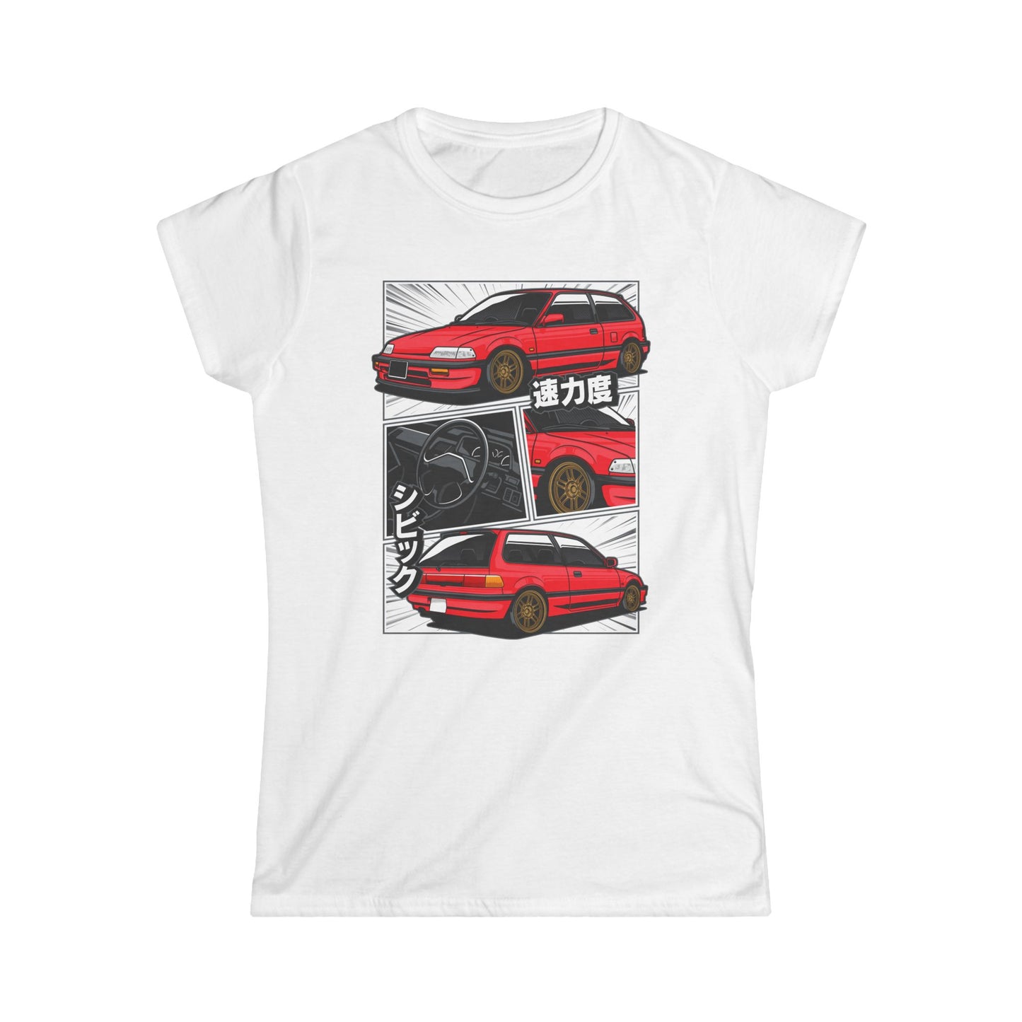 Honda Civic Nouva Women's Car Enthusiast Tee - Speed & Style Graphic T-shirt - CreativeRino