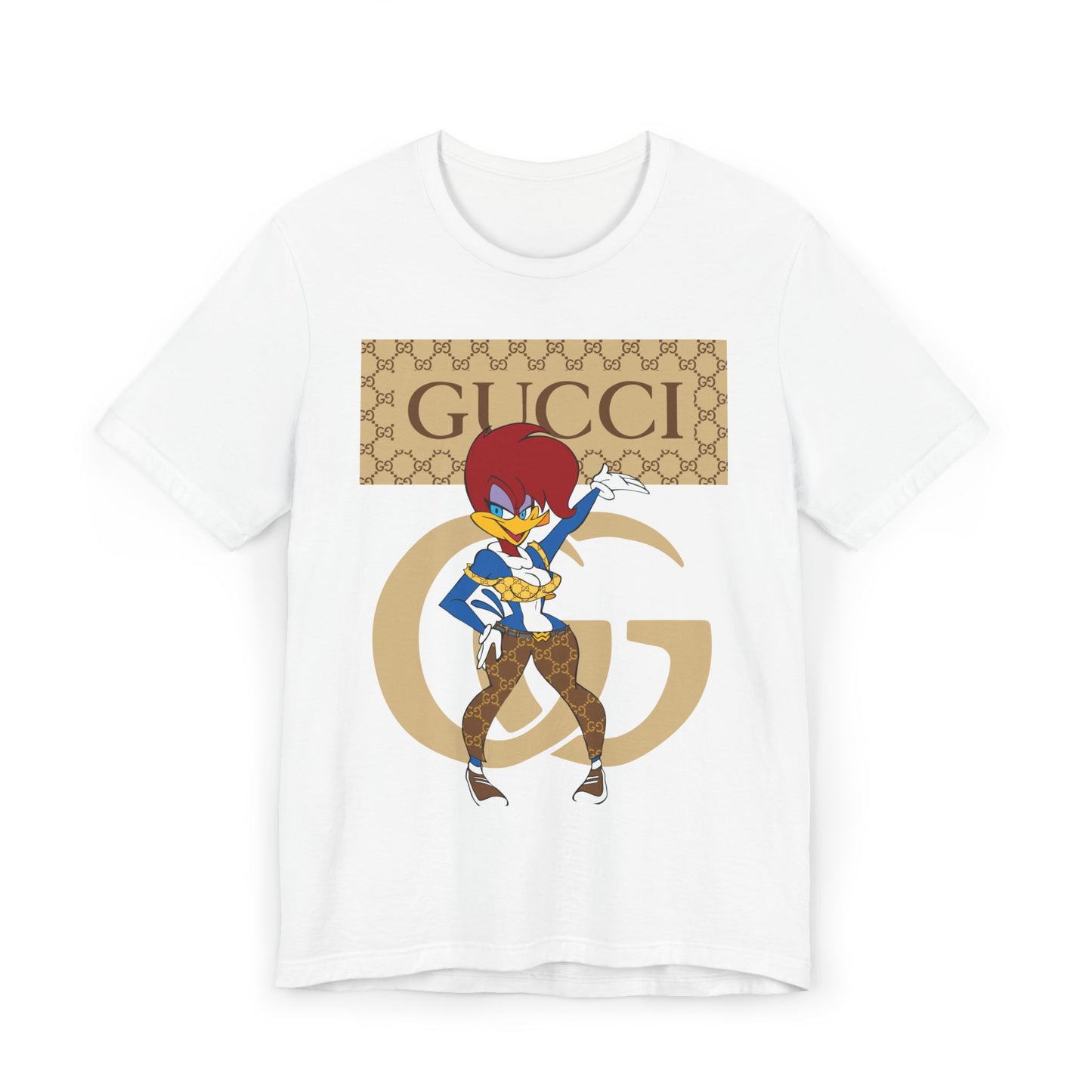 Trendy Cartoon Graphic Unisex Jersey T-Shirt - Gucci Inspired Art - CreativeRino