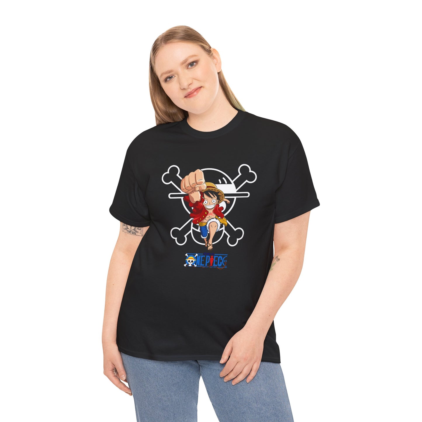 Anime Unisex Heavy Cotton Tee - One Piece T-shirt Pirate Theme - CreativeRino