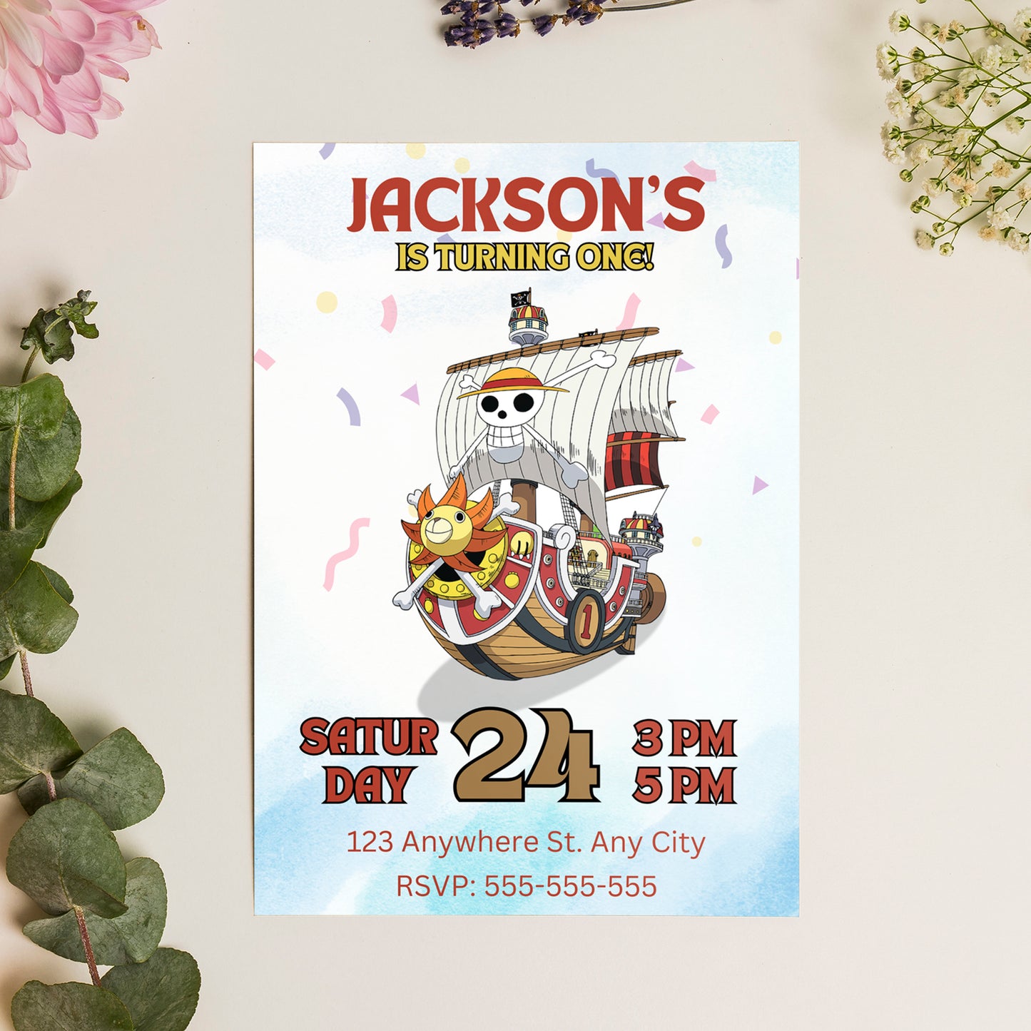 One Piece Birthday Invitation Template - CreativeRino