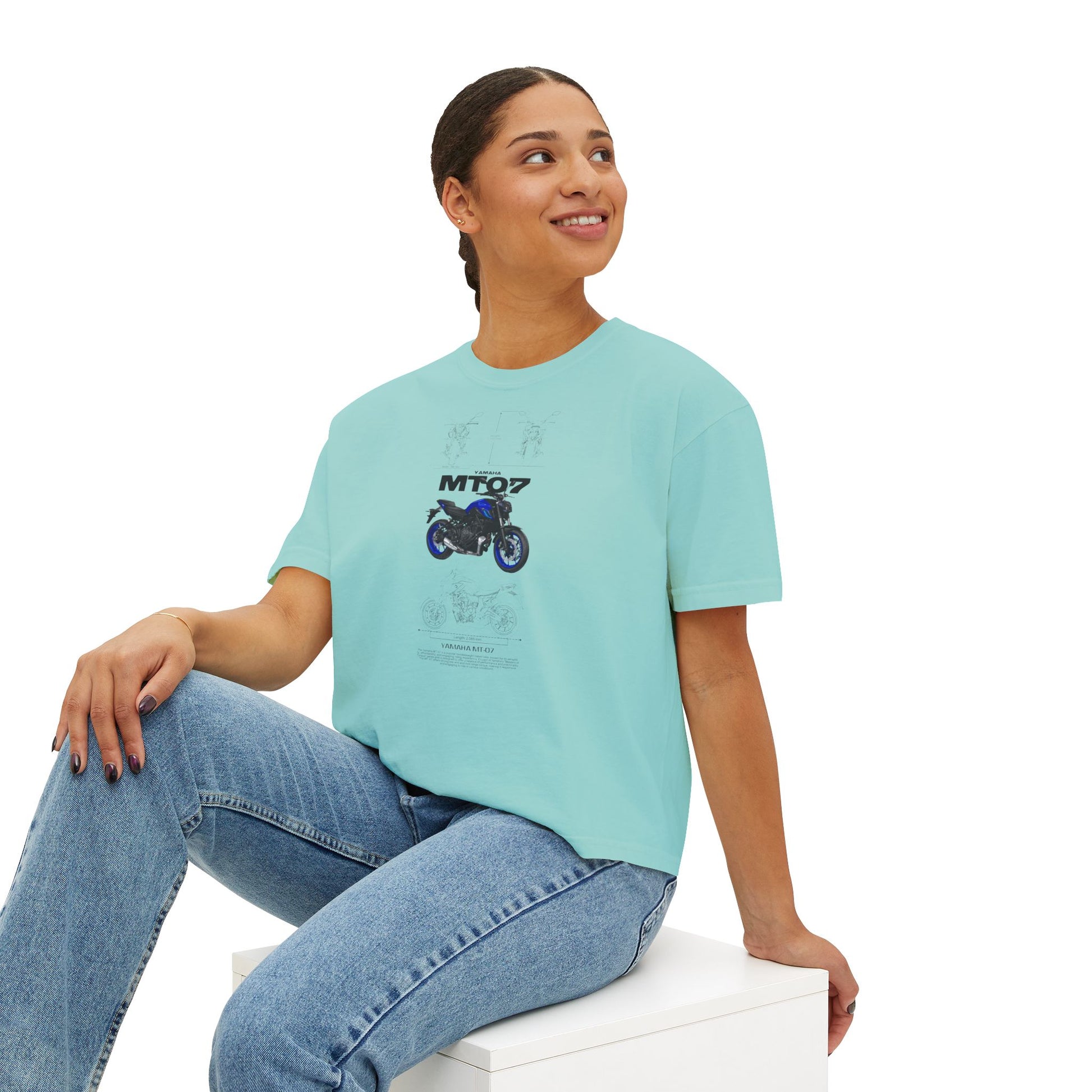 Yamaha Women’s Boxy Tee - MT-07 Motorcycle Graphic T-shirt - CreativeRino