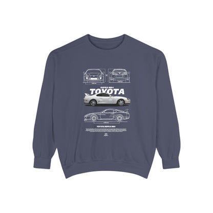 Toyota MK4 Supra Unisex Garment-Dyed Sweatshirt - Classic Car T-shirt - CreativeRino
