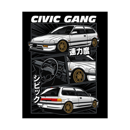 Civic Gang Matte Vertical Poster - Car Enthusiast Wall Art - CreativeRino