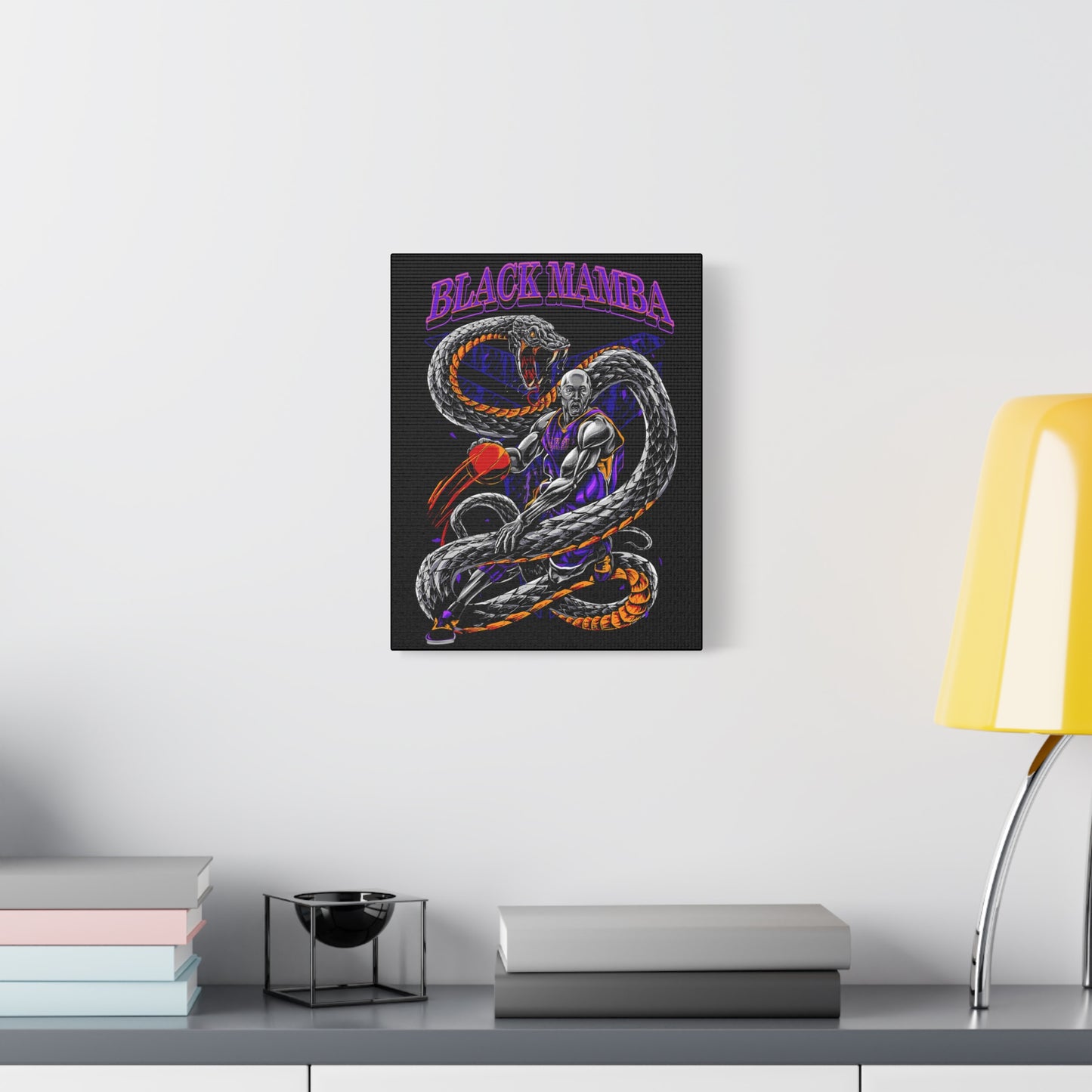 Black Mamba Wall Art Canvas, Sports Decor, Kobe Bryant Basketball Lover Gift, Basketball Wall Hanging, Home Gym Art, Motivational Art - CreativeRino