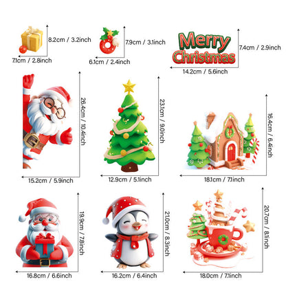 3D Christmas Static Window Clings | Santa Claus & Reindeer Showcase Decals for Glass Doors eprolo