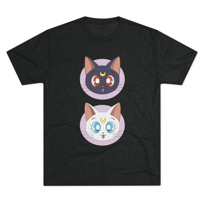 Cute Cat Faces Unisex Tri-Blend Tee Sailor Moon Crew T-shirt - CreativeRino