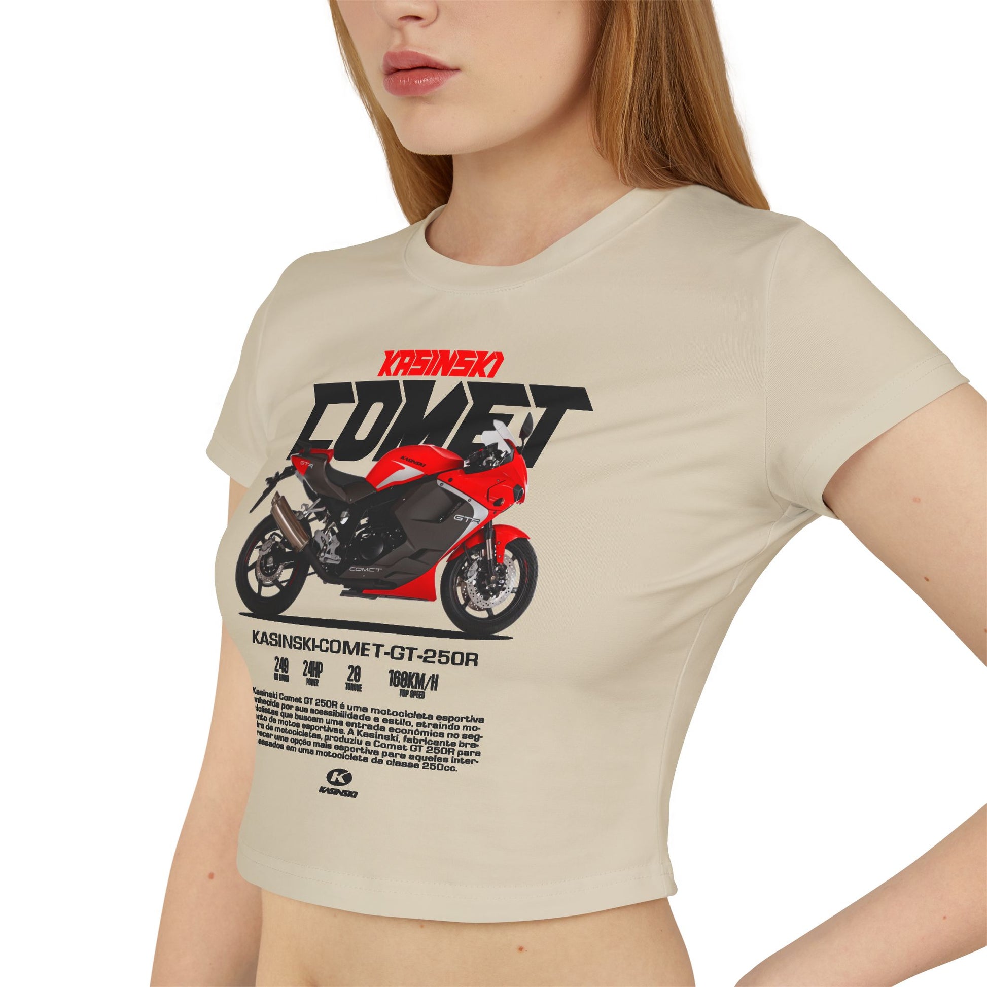 Kasinski Comet GT 250R Women's Baby Tee - Kasinski Comet Motorcycle Design T-shirt - CreativeRino