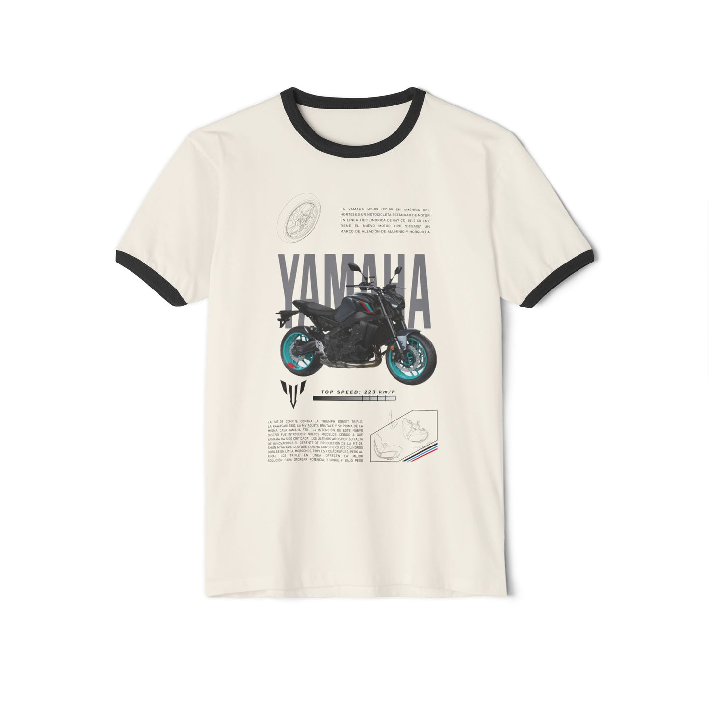 Yamaha Motorcycle Unisex Cotton Ringer T-Shirt - Vintage Design - CreativeRino