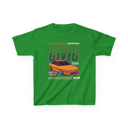 Honda Civic Kids Heavy Cotton™ Tee - Build for Passion - Perfect T-shirt for Young Car Enthusiasts - CreativeRino