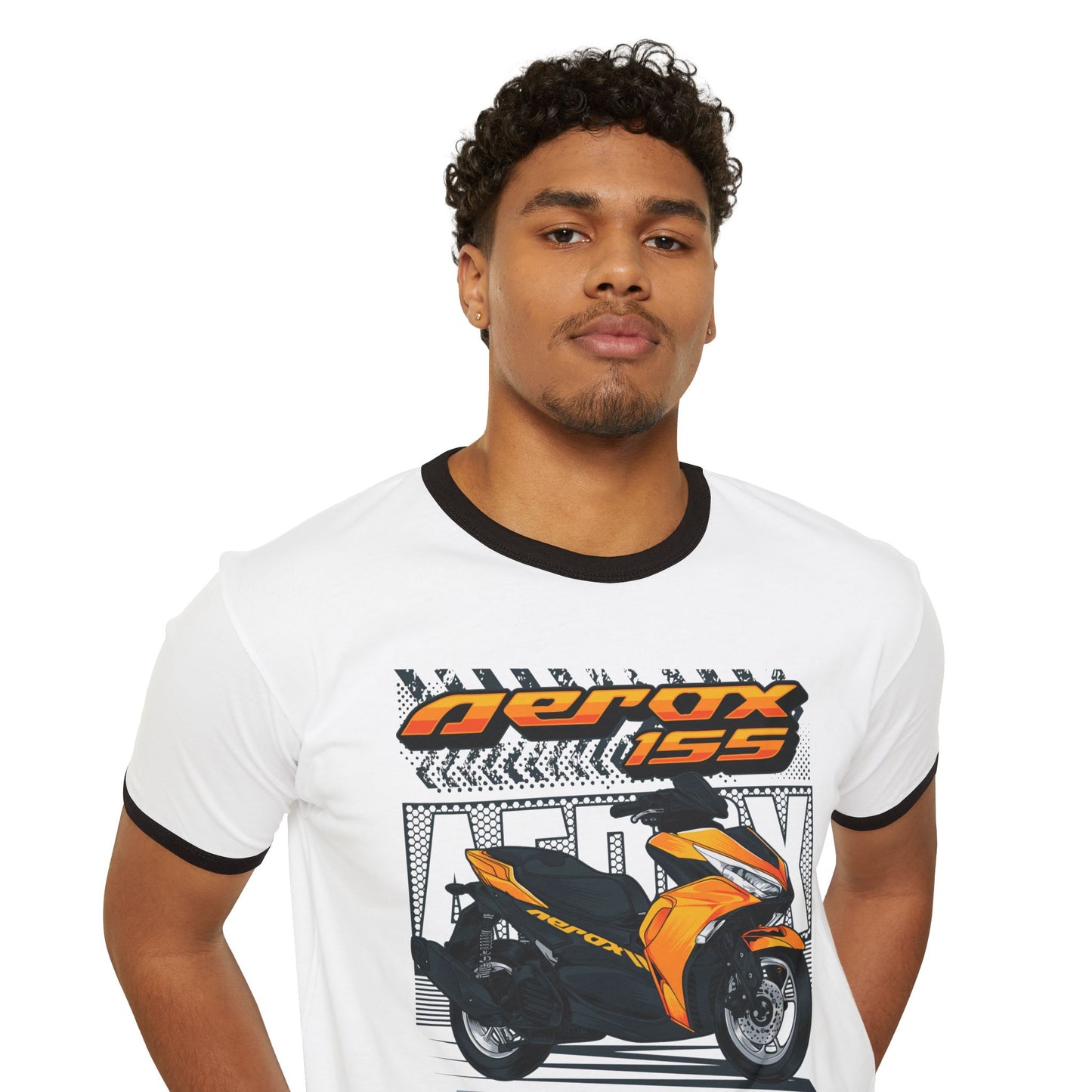 Yamaha Aerox Unisex Cotton Ringer T-Shirt - Rev Your Heart - CreativeRino