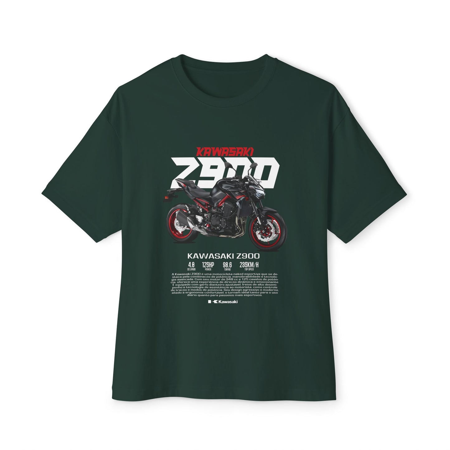 Kawasaki Z900 Unisex Oversized Boxy Tee - Motorbike Graphic T-Shirt - CreativeRino