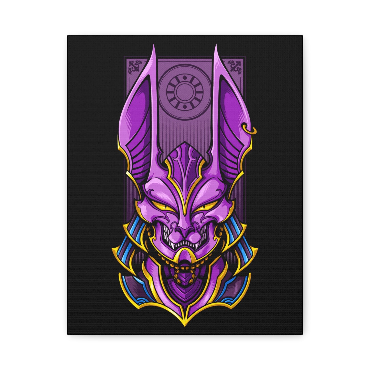 Purple Demon Mask Canvas Art - Stretched Matte Print for Home Decor - CreativeRino
