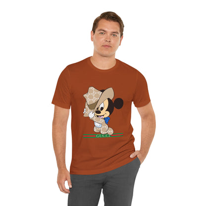 Trendy Graphic Tee - Mickey Mouse Gucci Cowboy T-shirt Design - CreativeRino