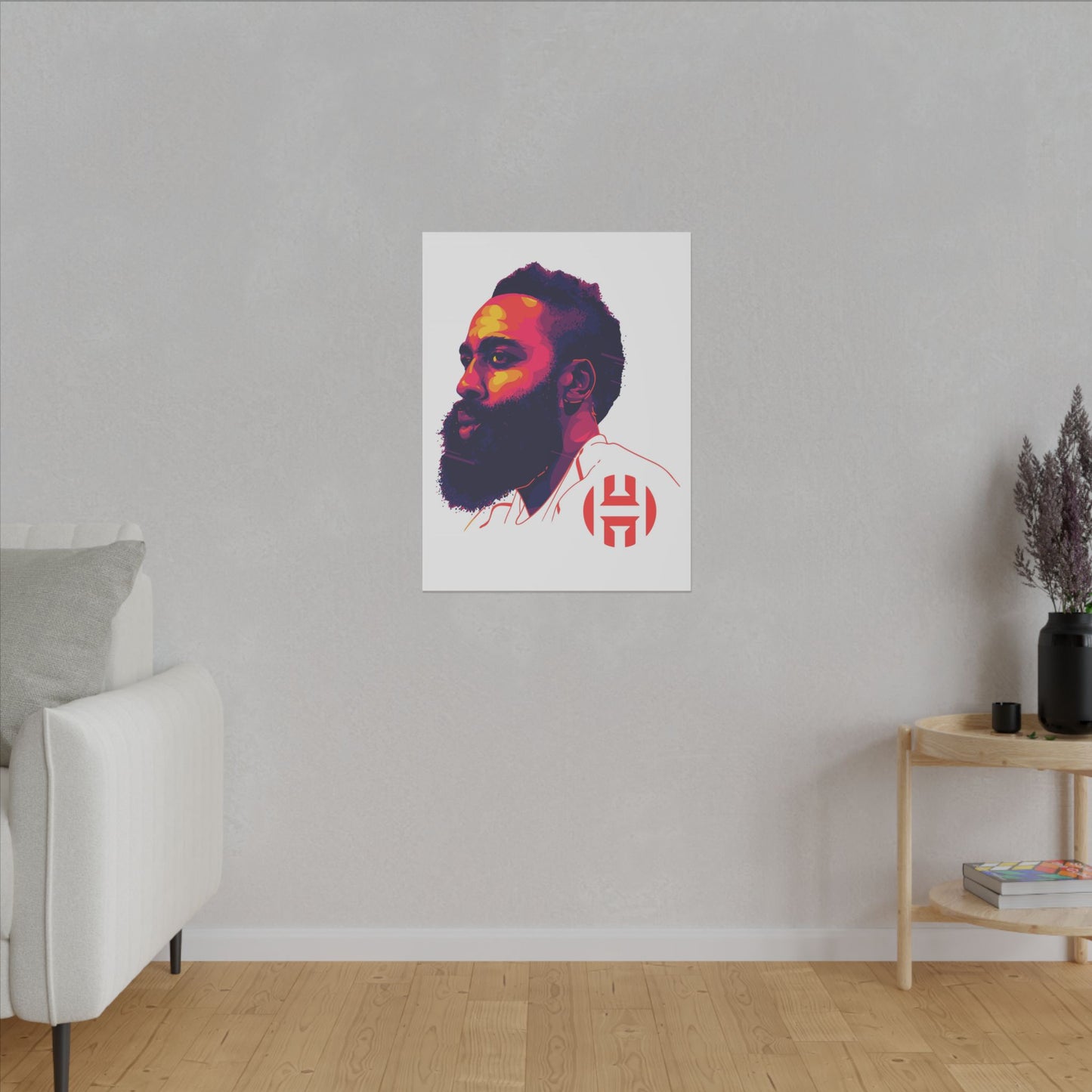 Stretched Matte Canvas Art - Vibrant Portrait of James Harden - CreativeRino
