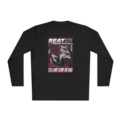 Unisex Lightweight Long Sleeve Tee - Motorcycle Theme T-shirt - "Can't Stop the Beat" Graphic - CreativeRino