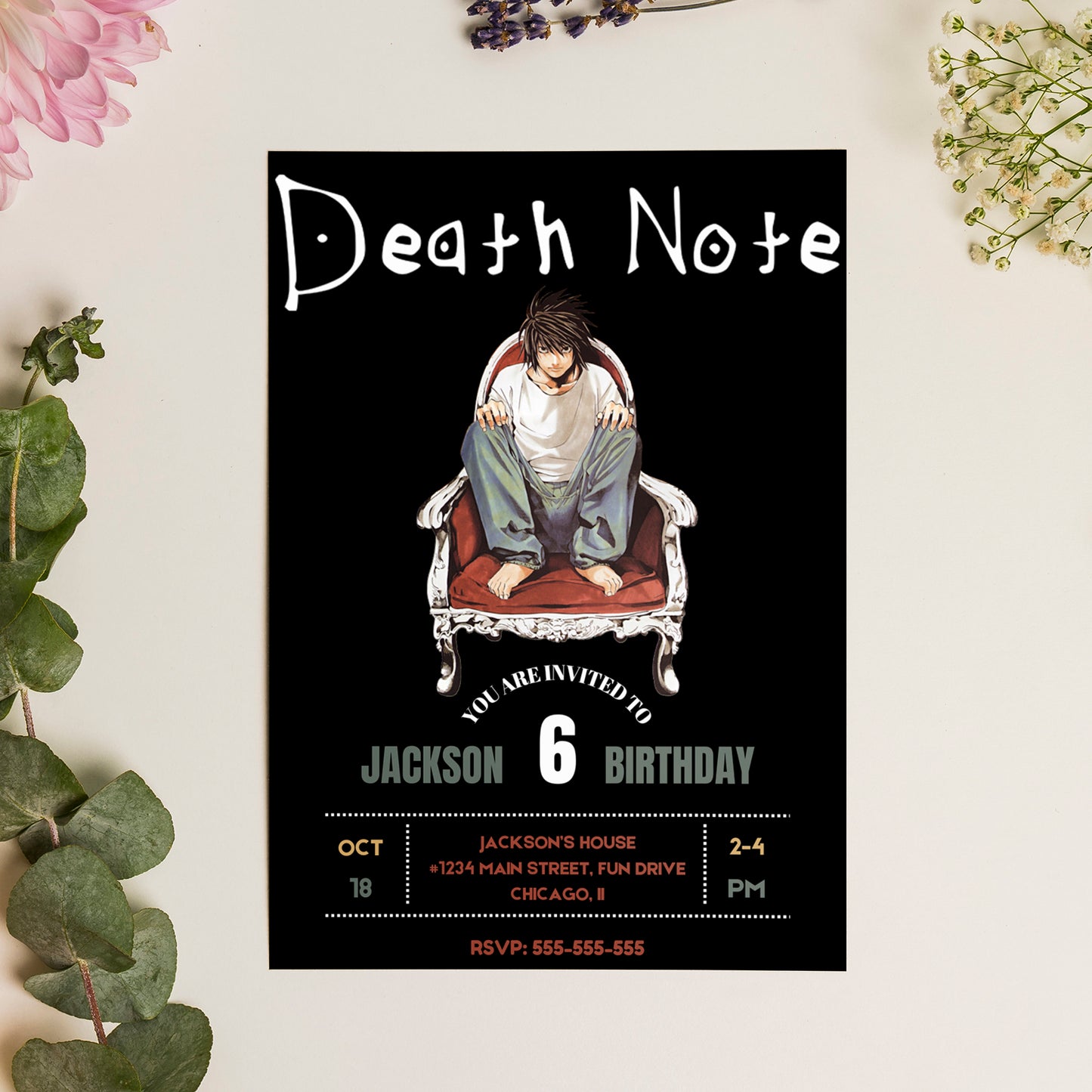 Death Note Birthday Invitation Template - CreativeRino