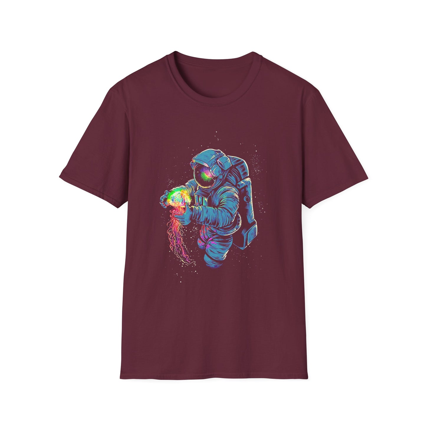 Astronaut with Jellyfish Graphic Tee - Unisex Softstyle T-Shirt - CreativeRino