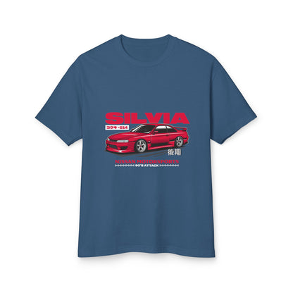 Nissan Silvia Motorsports Tee - Heavyweight Unisex Cotton T-shirt - CreativeRino