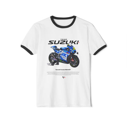 Suzuki Ecstar MotoGP Unisex Cotton Ringer T-Shirt - CreativeRino