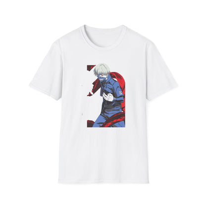Anime-Inspired Tokyo Ghoul Unisex Softstyle T-shirt - Anime Cool Character Design - CreativeRino