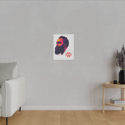 Stretched Matte Canvas Art - Vibrant Portrait of James Harden - CreativeRino