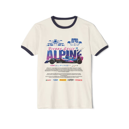 Pierre Gasly Alpine Ringer T-Shirt - Unisex Cotton Tee for Racing Fans - CreativeRino