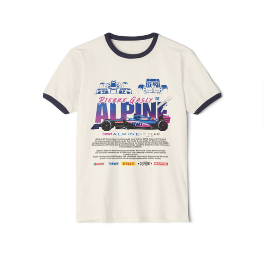 Pierre Gasly Alpine Ringer T-Shirt - Unisex Cotton Tee for Racing Fans - CreativeRino
