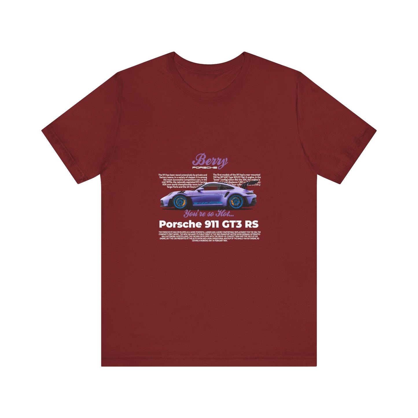 Porsche 911 GT3 RS Berry Car Tee for Automotive Enthusiasts - CreativeRino