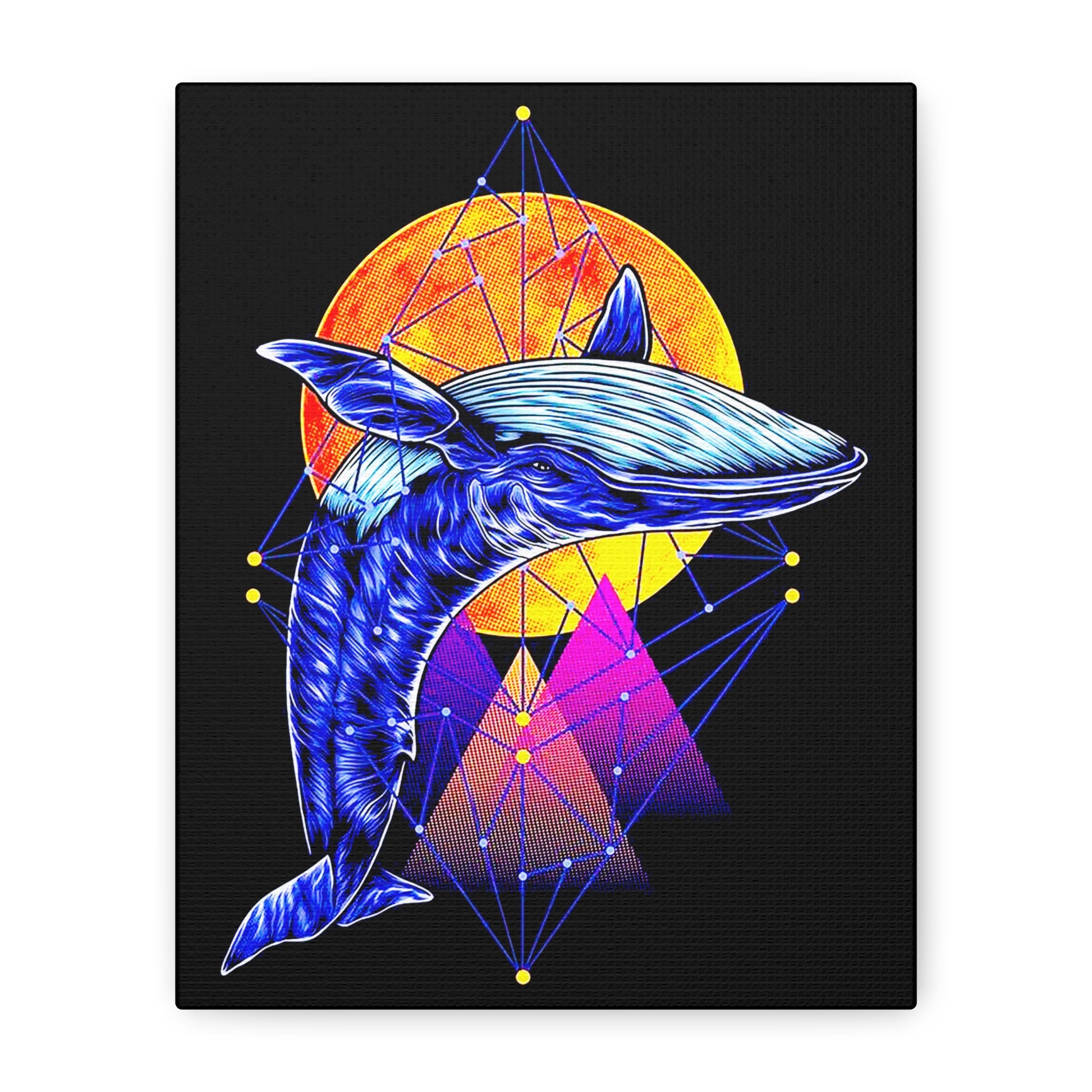 Ballena Whale Art Canvas - Stretched Matte 1.25" - Vibrant Geometric Design - CreativeRino