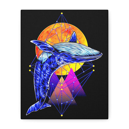 Ballena Whale Art Canvas - Stretched Matte 1.25" - Vibrant Geometric Design - CreativeRino