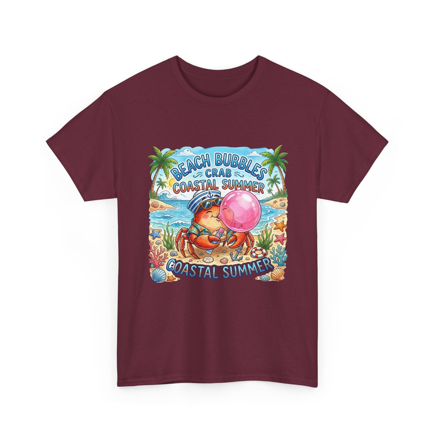 Beach Bubbles Crab Coastal Summer T-Shirt Printify