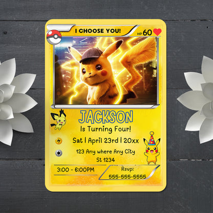 Pokemon Card Birthday Invitation Template - CreativeRino