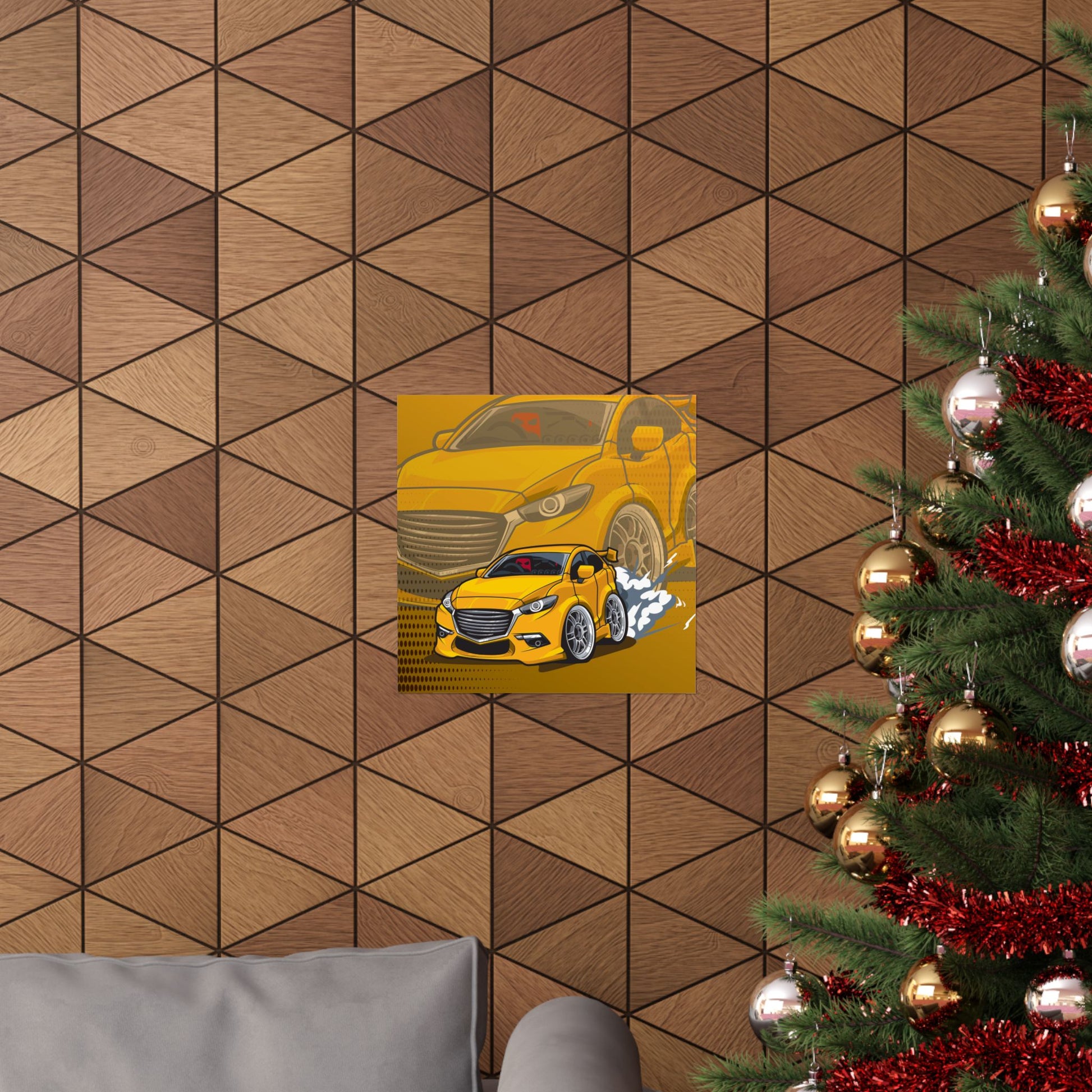 Racing Car Matte Square Poster - Dynamic Automotive Wall Art - CreativeRino