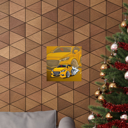 Racing Car Matte Square Poster - Dynamic Automotive Wall Art - CreativeRino