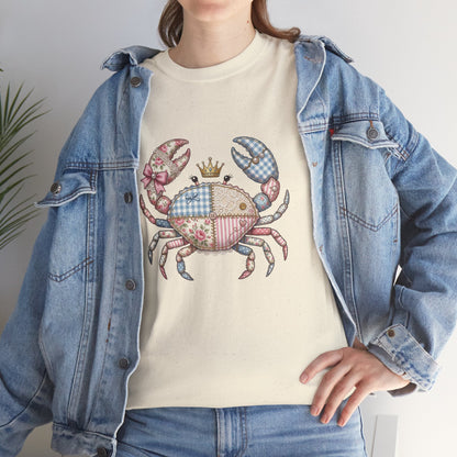 Patchwork Crab T-Shirt — Cute Coastal Animal Tee for Beach Lovers Printify
