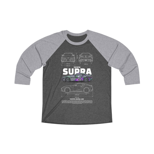 Toyota Supra Unisex Tri-Blend 3/4 Raglan Tee - Car Enthusiast Apparel - CreativeRino