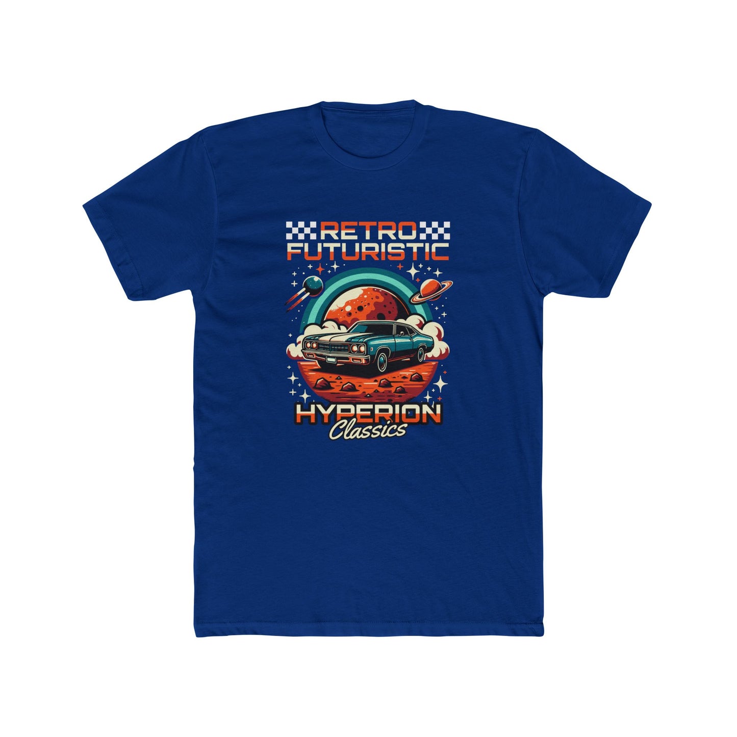 Retro Futuristic Car Unisex Cotton Crew Tee - Vintage Space T-shirt Design - CreativeRino