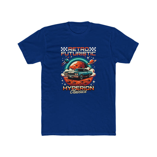Retro Futuristic Car Unisex Cotton Crew Tee - Vintage Space T-shirt Design - CreativeRino
