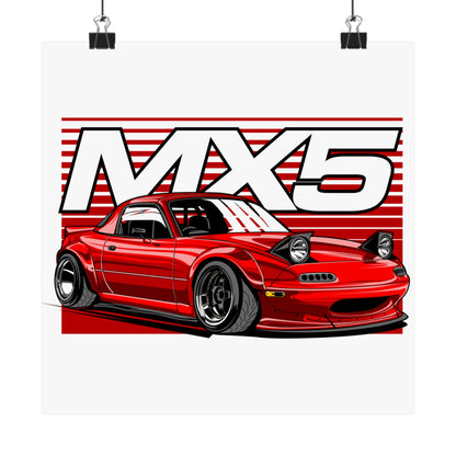 MX5 Racing Car Matte Square Posters - Perfect Gift for Car Enthusiasts - CreativeRino