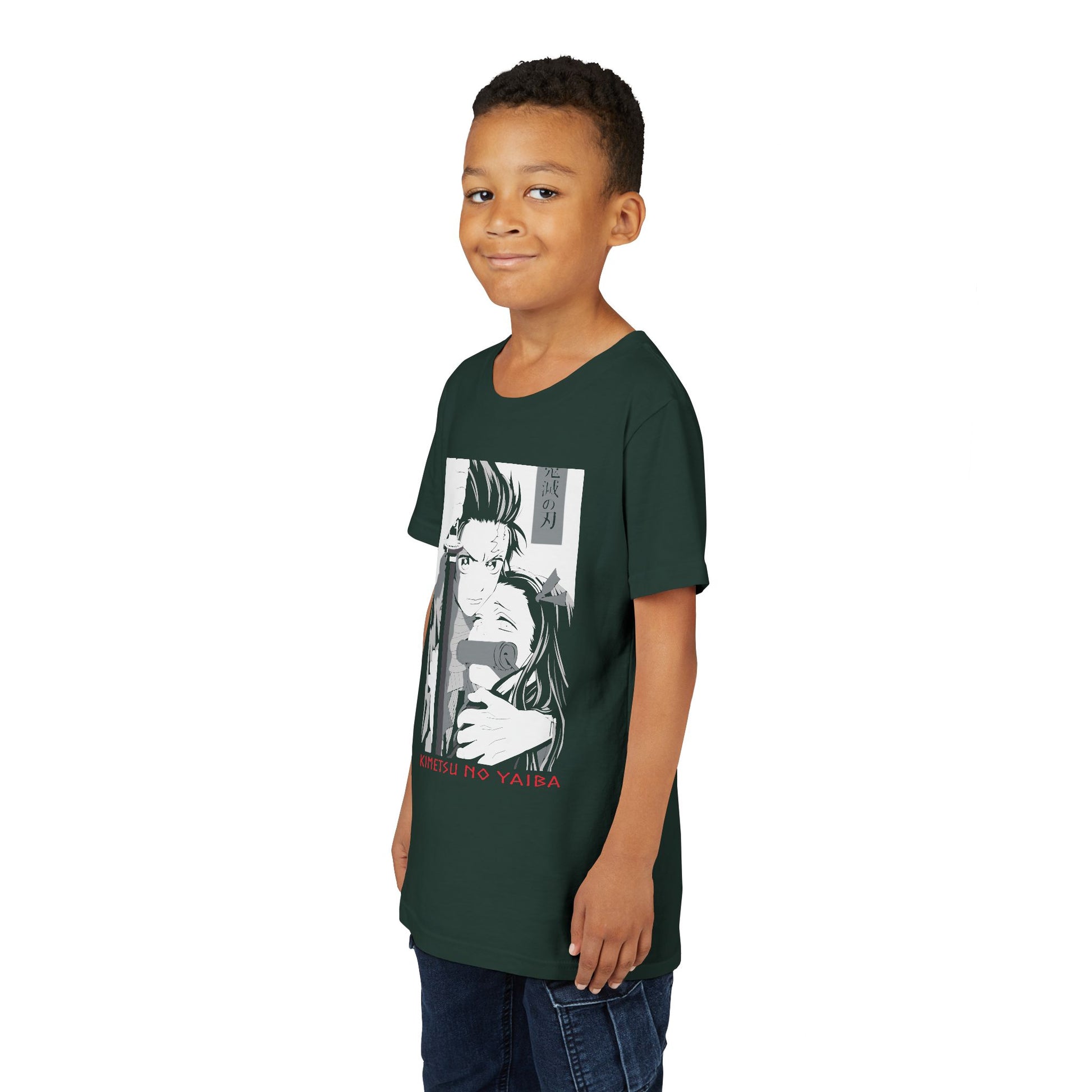 Anime-Inspired Youth Short Sleeve Tee - Kimetsu No Yaiba Demon Slayer T-shirt Design - CreativeRino