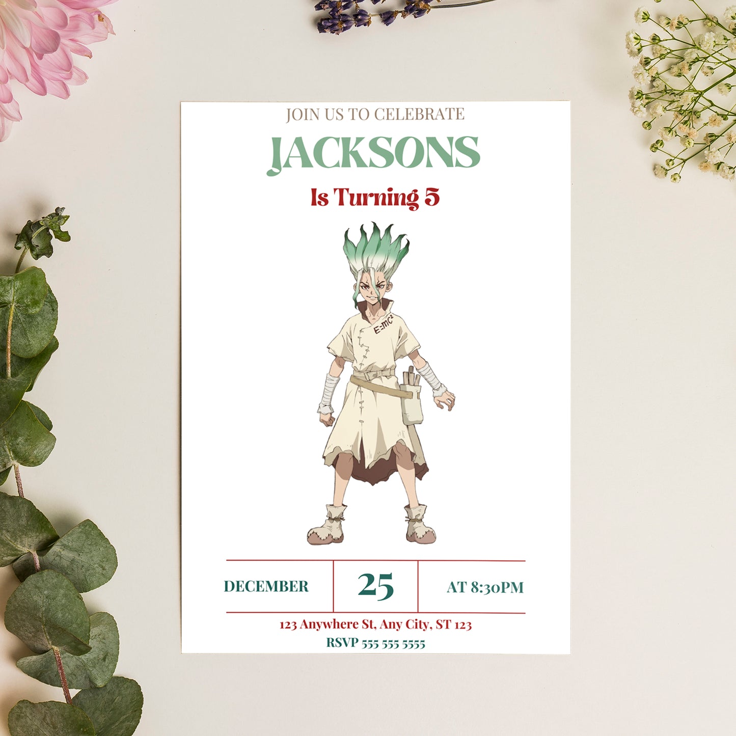 Dr. Stone Birthday Invitation Template - CreativeRino